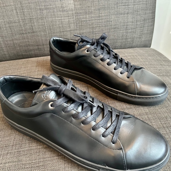 Men's Black Size 14 Medium Good Man Brand Edge Leather Lo-Top Sneakers like new - Picture 2 of 8